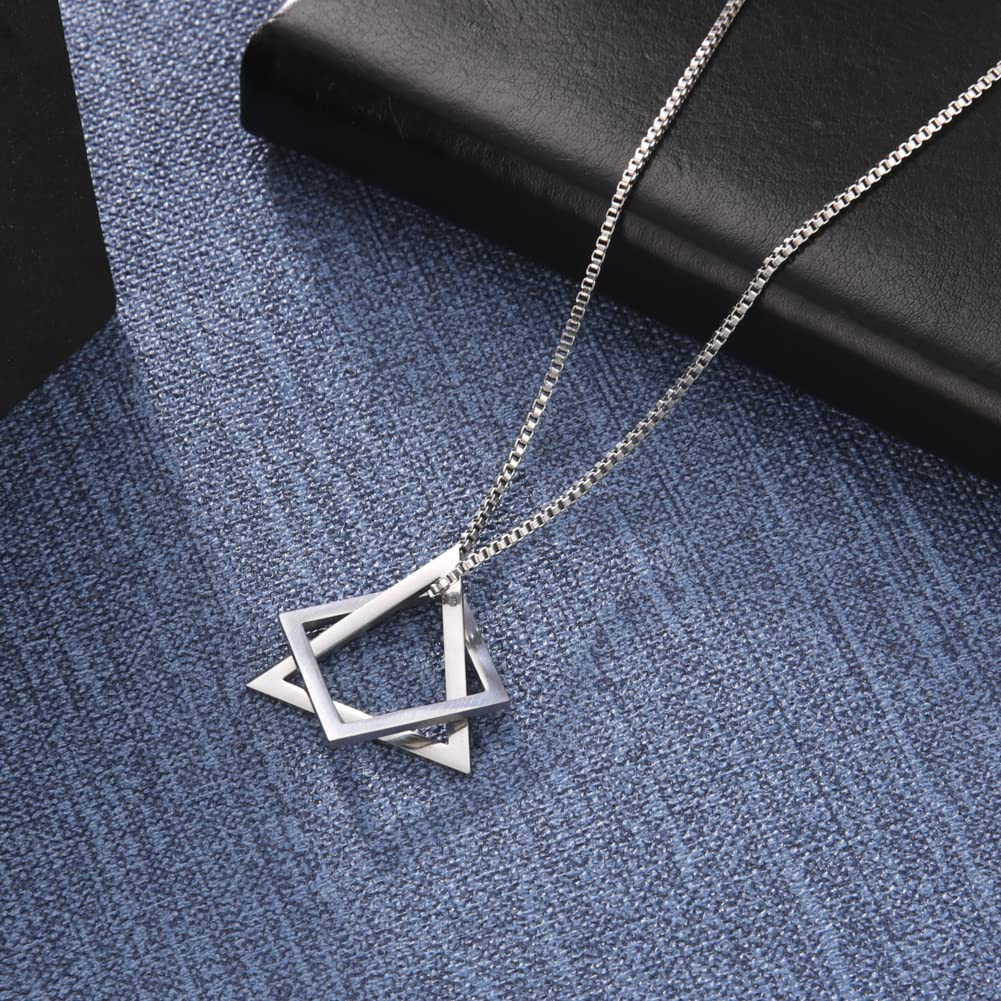 EUEAVAN Necklaces collana acciaio triangolo minimal uomo