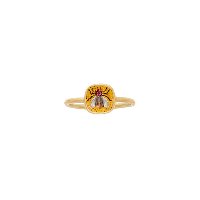 Le Sibille Mosca Anello oro giallo 18kt mosaico romano