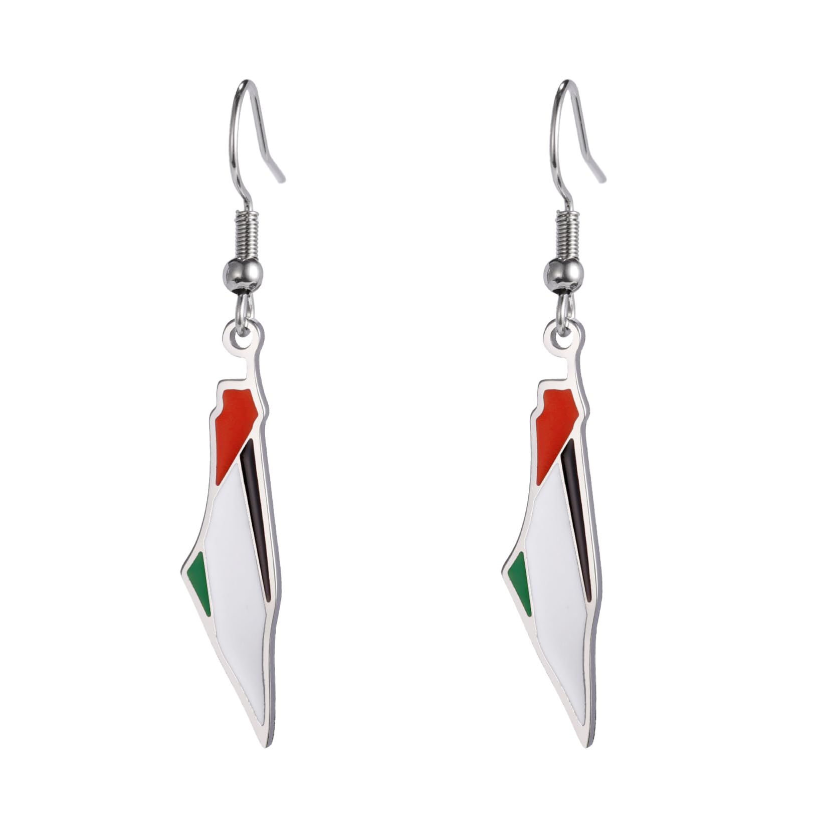 EUEAVAN Palestina Mappa Orecchini Pendenti Argento Bandiera