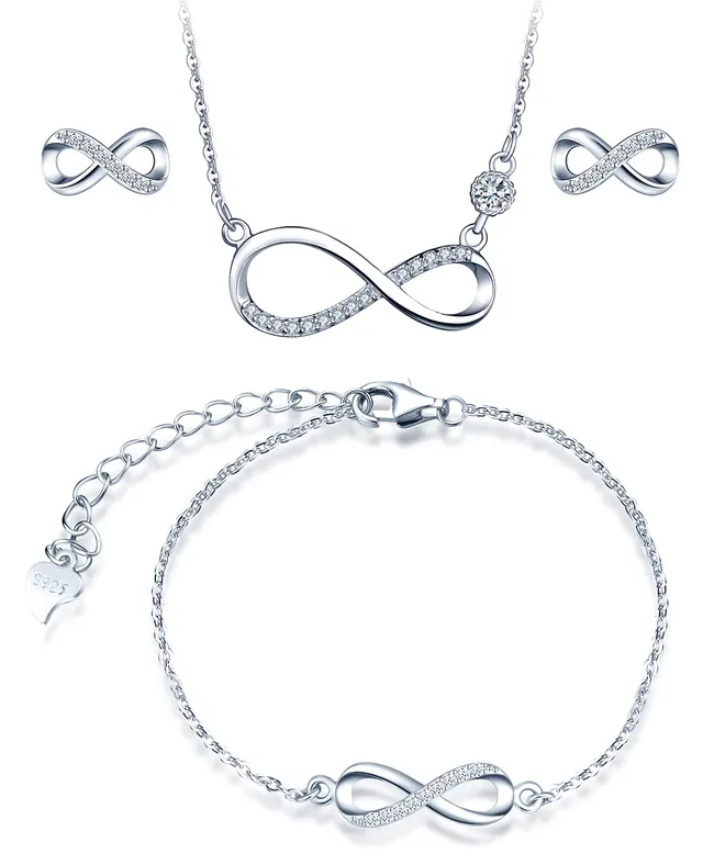 Infinionly Fashion parure argento 925 infinito set C zirconi