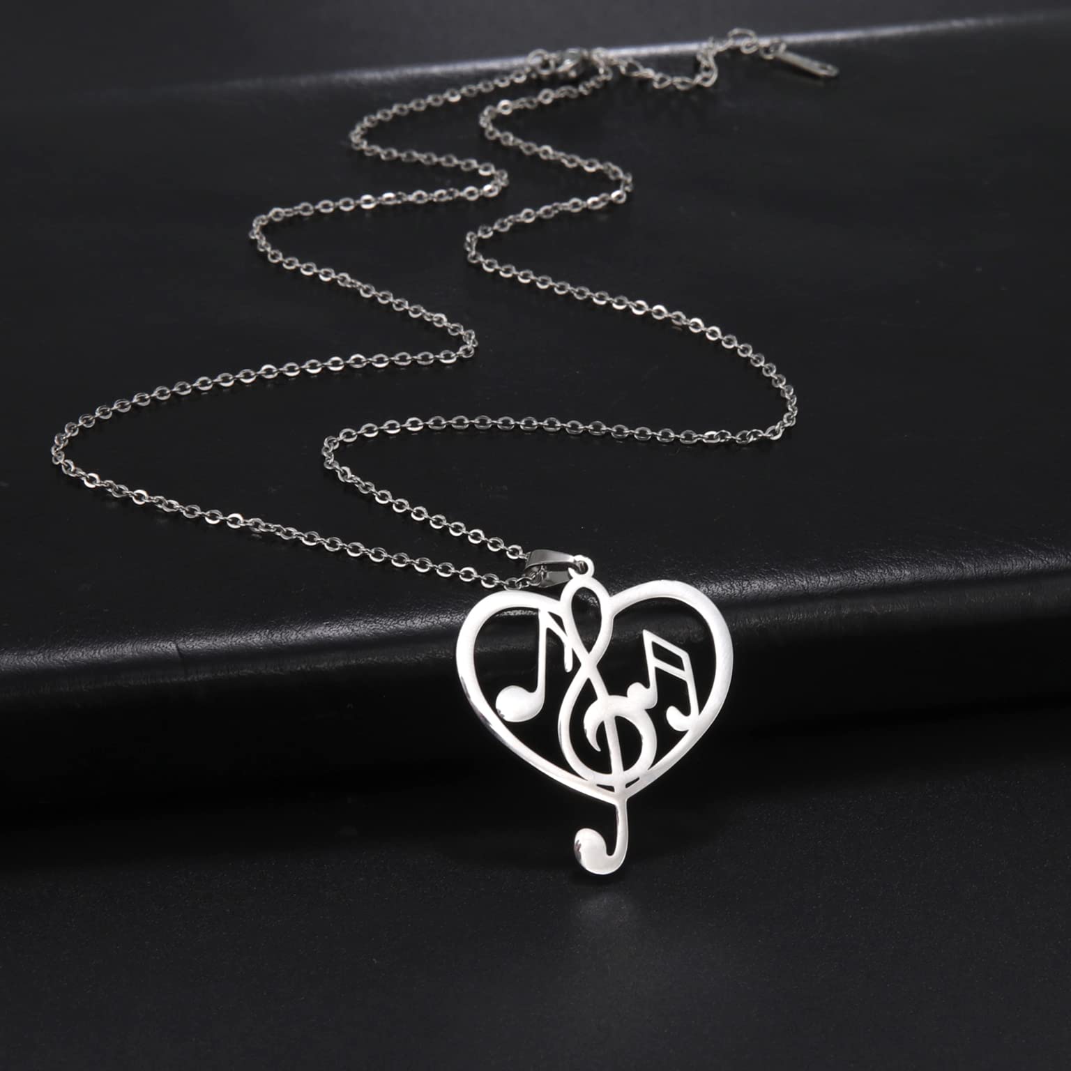 EUEAVAN Necklaces collana nota musicale cuore argento