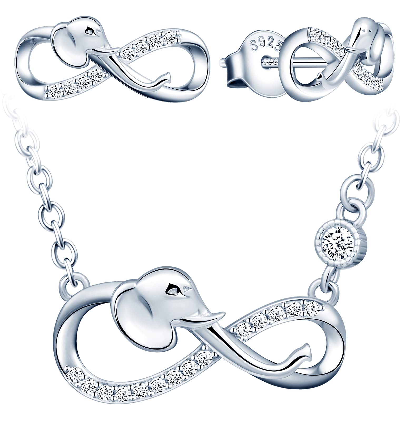 INFINIONLY parure argento 925 infinito elefante colore C