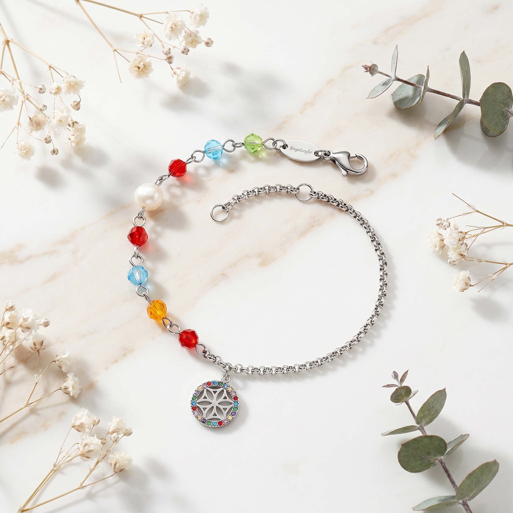 Engelsrufer Bracciale Fiore Vita Acciaio Multicolor
