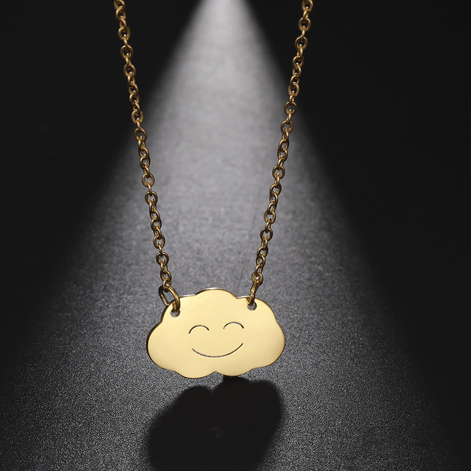 EUEAVAN Necklaces collana nuvola smiley acciaio minimal