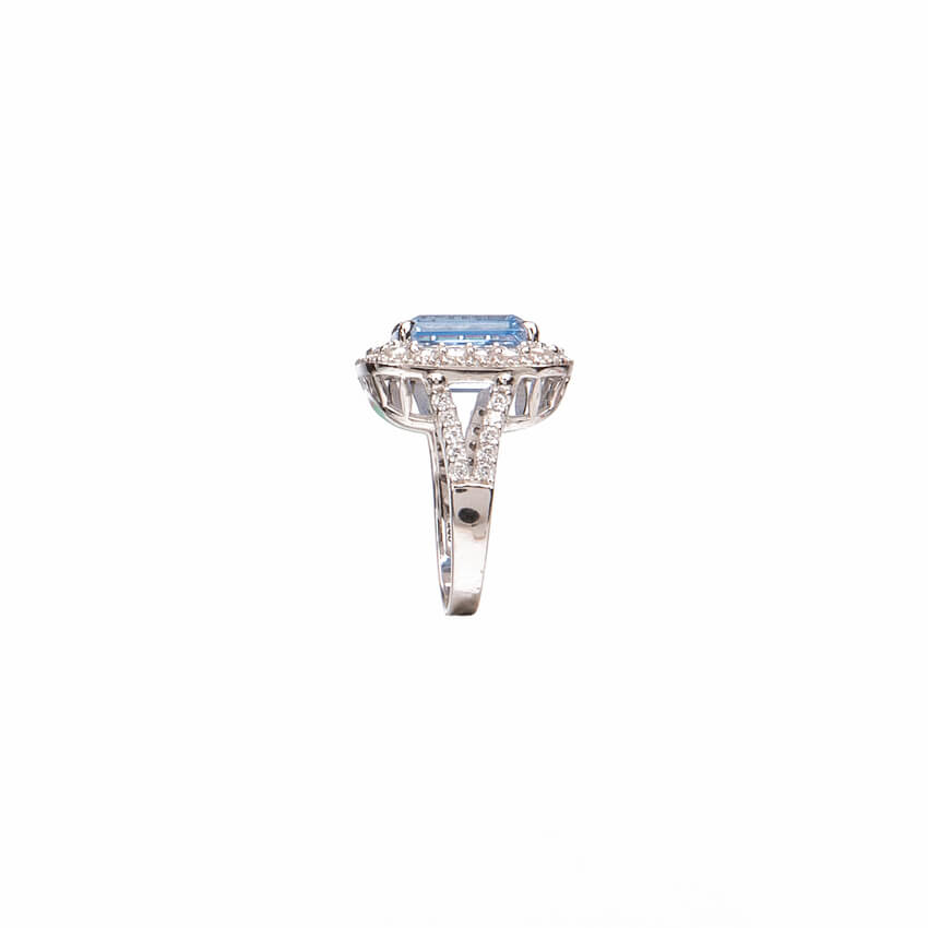 Chic Ad Hoc Anello argento acquamarina taglio smeraldo