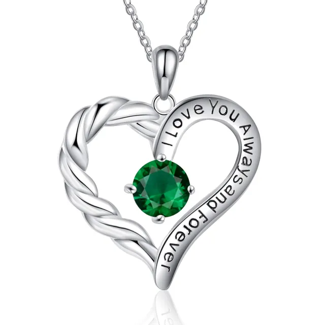 Jessemade Cuore collana argento 925 birthstone catena cuore