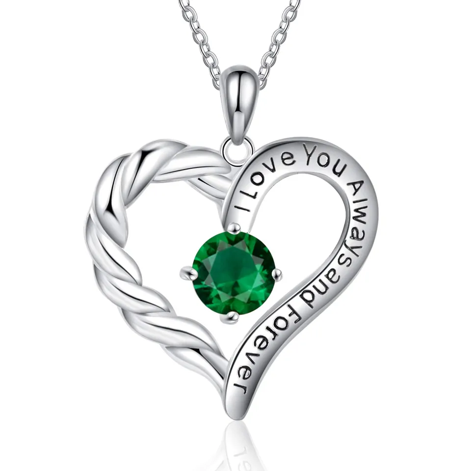 Jessemade Cuore collana argento 925 birthstone catena cuore