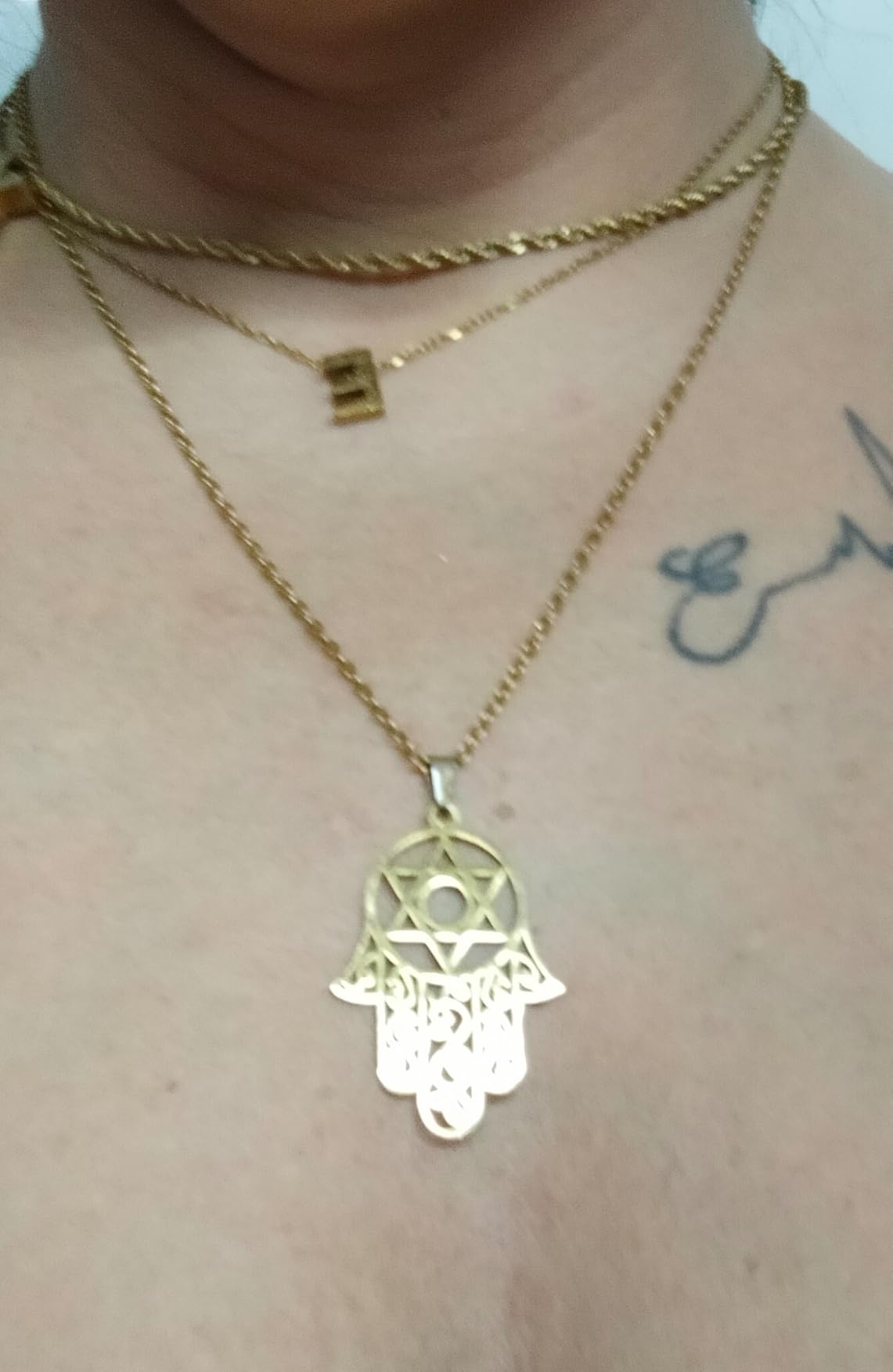 EUEAVAN Hamsa Mano di Fatima Collana Oro Stella di Davide Protezione