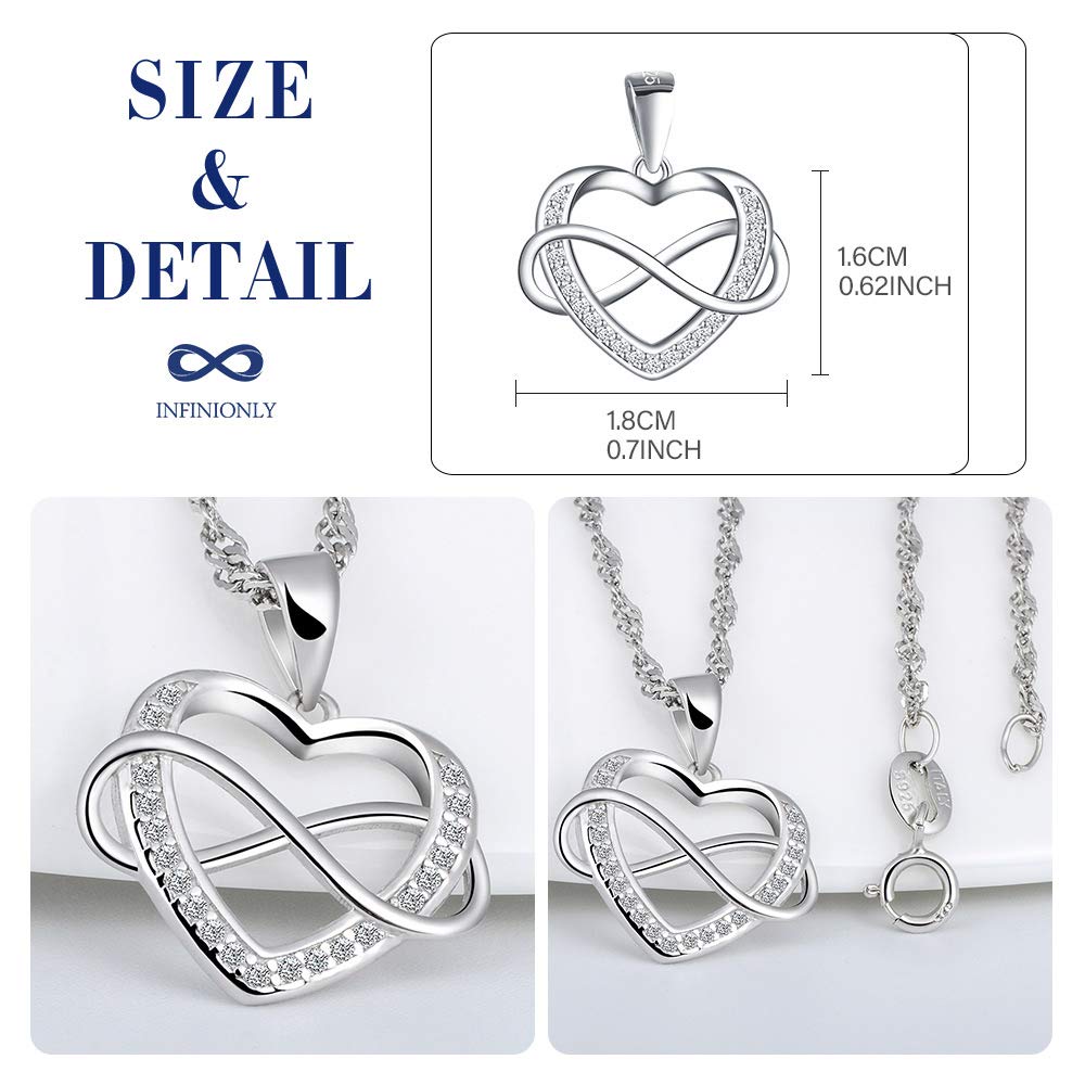 INFINIONLY Fashion Necklaces collana mini cuore infinito argento zirconi