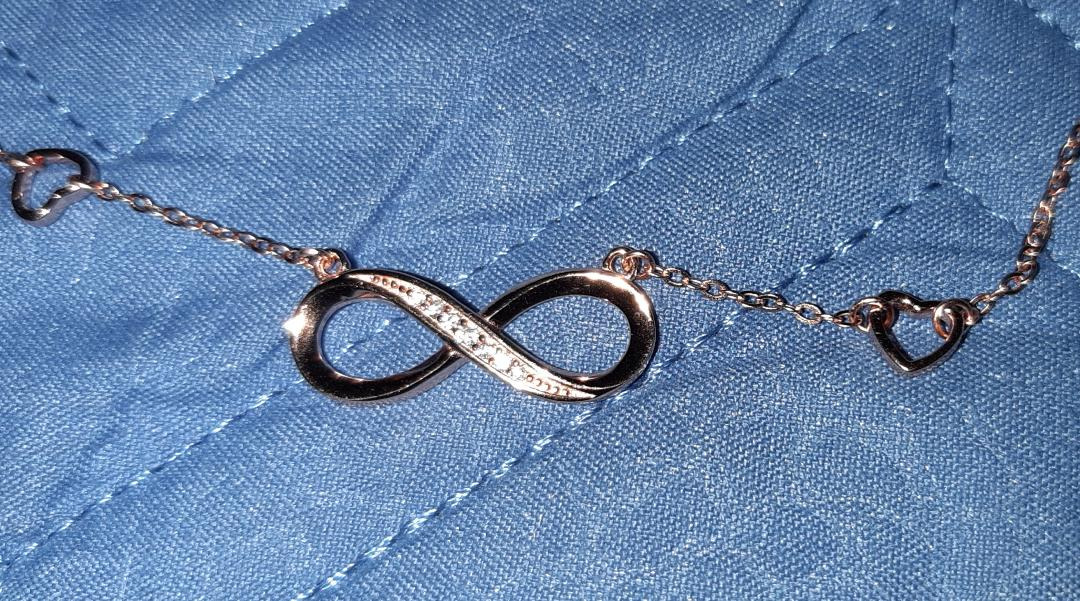 INFINIONLY collana infinito cuore oro rosa zircone