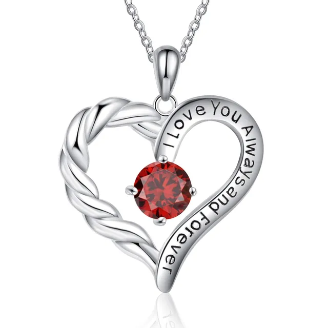 Jessemade Gioielli Collana Cuore Argento 925 Pietra Birthstone Donna