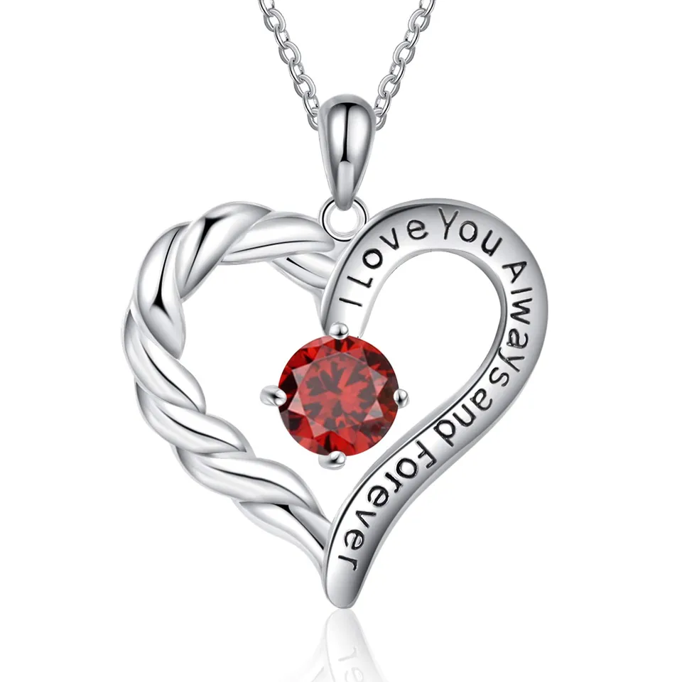 Jessemade Gioielli Collana Cuore Argento 925 Pietra Birthstone Donna