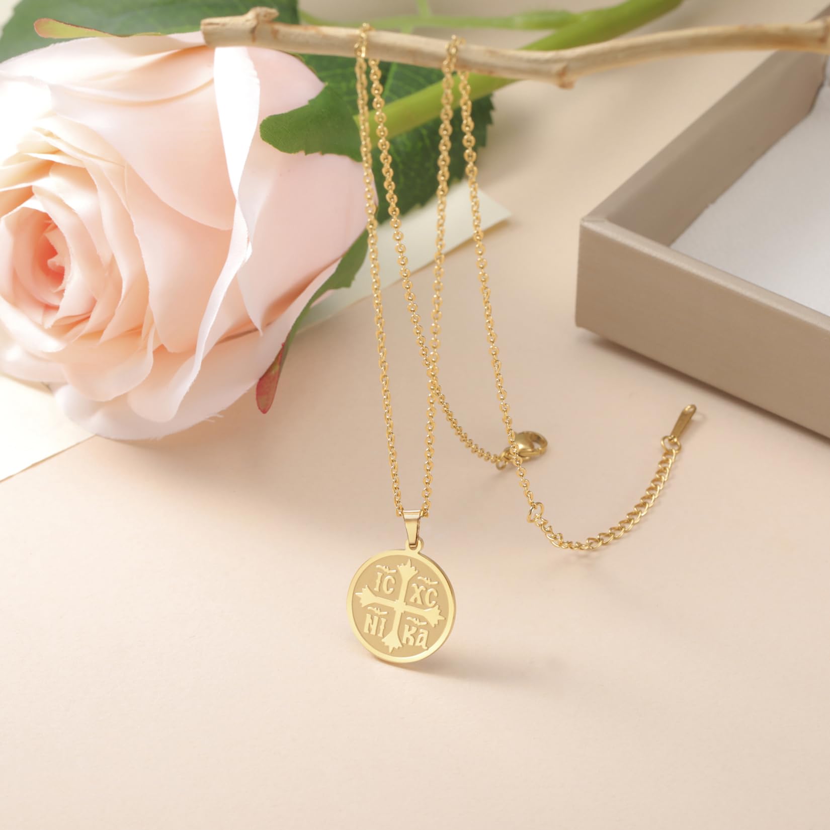 Eueavan Croce Ortodossa Collana Oro IC XC NIKA Religiosa