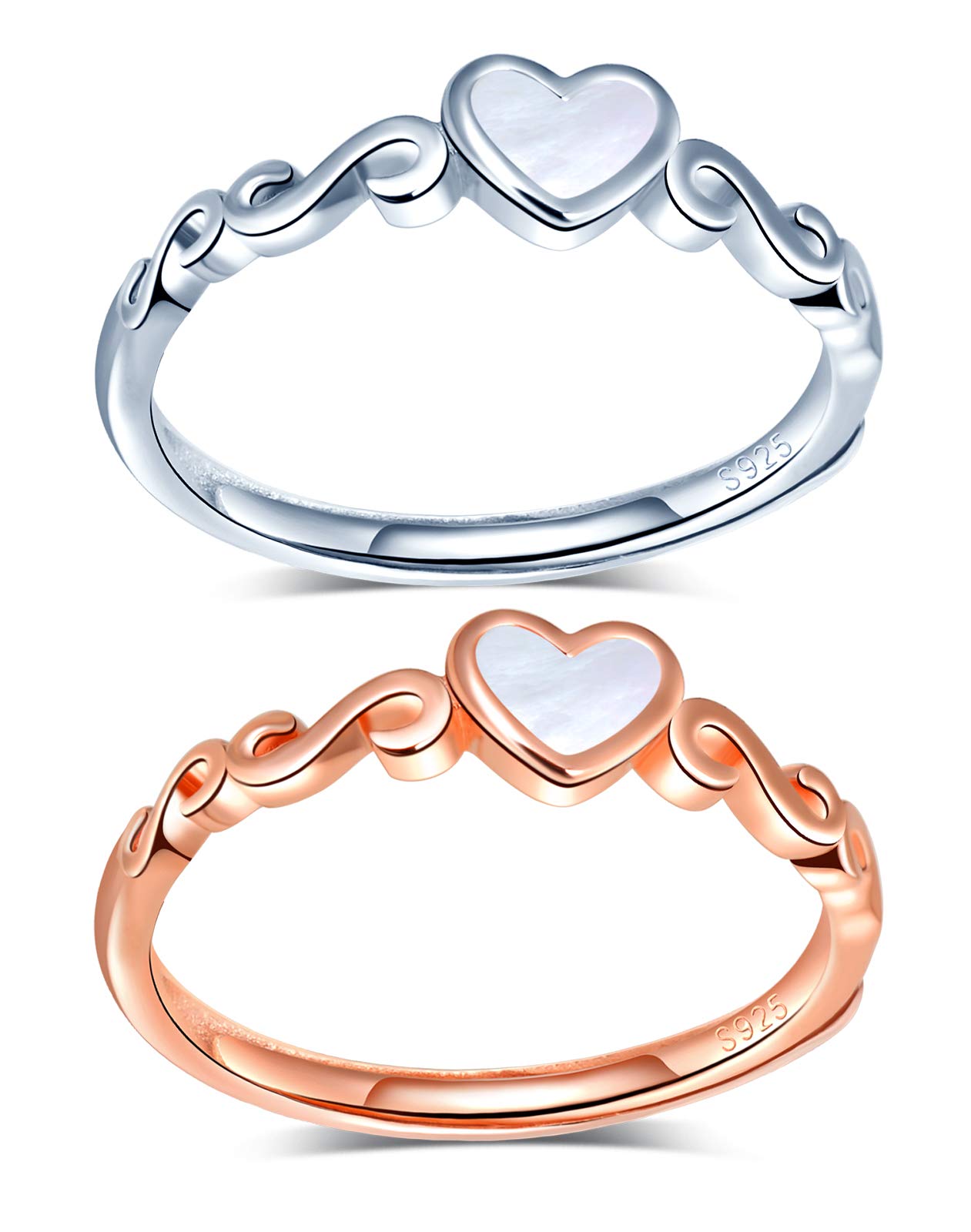 INFINIONLY Fashion Rings anello argento 925 cuore regolabile