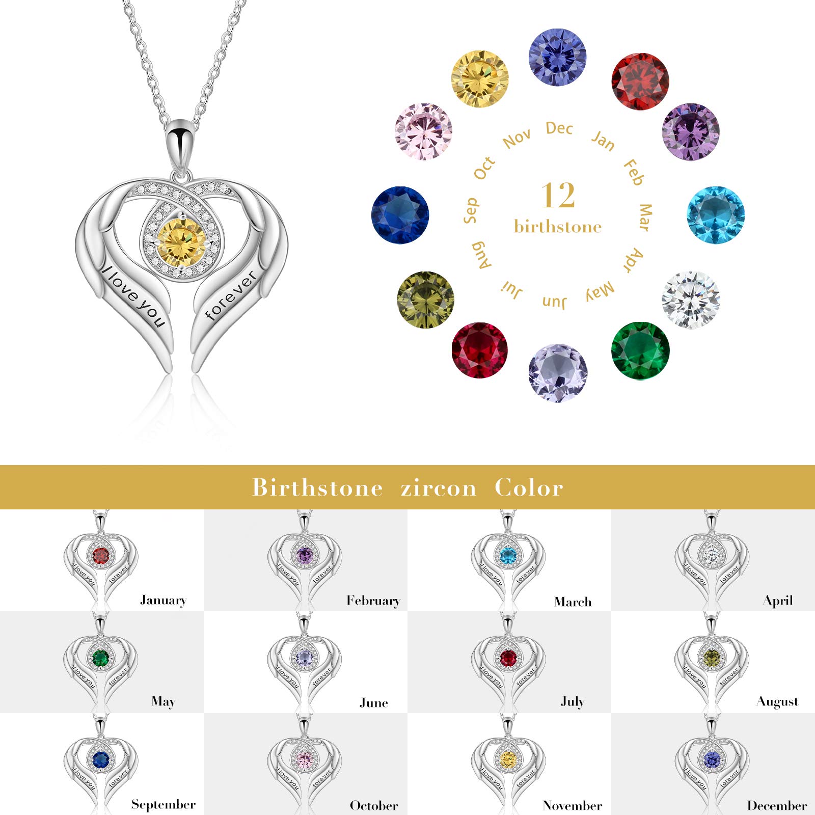Jessemade Gioielli collana ala argento 925 love forever