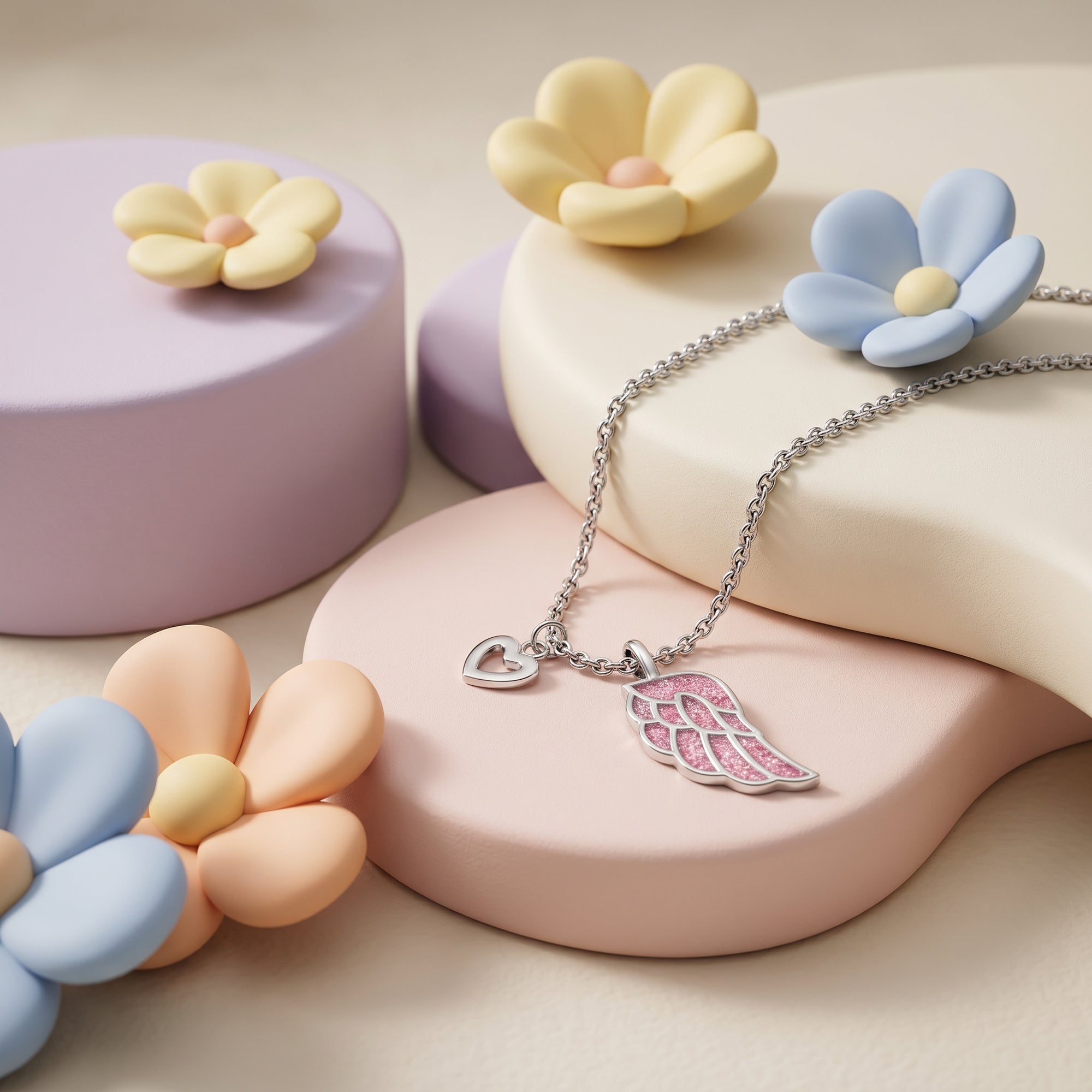 Engelsrufer Kinder Glitzerflügel collana acciaio smalto