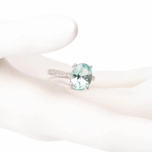Chic Ad Hoc Anello argento acquamarina gambo zirconi