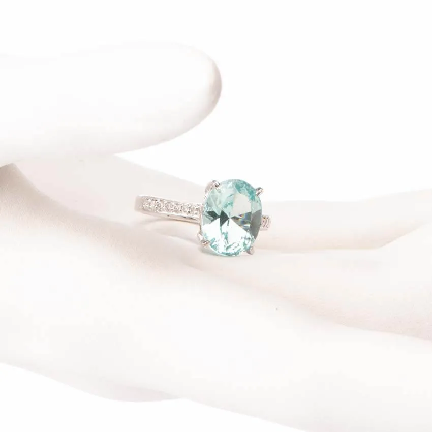 Chic Ad Hoc Anello argento acquamarina gambo zirconi