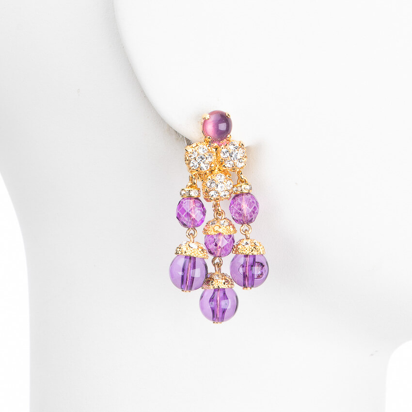 Chic Ad Hoc Orecchini clip pendenti oro viola