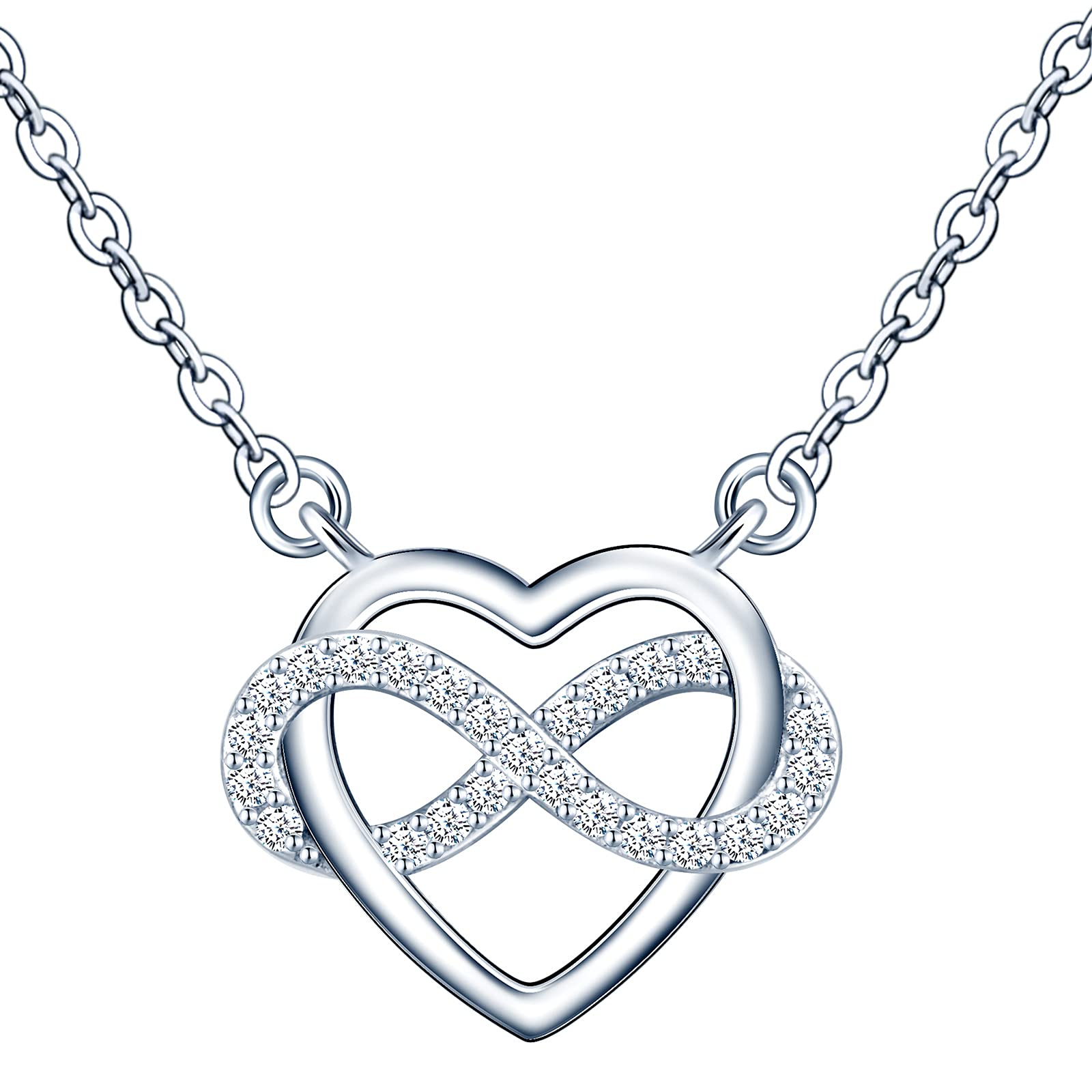 INFINIONLY Fashion Necklaces collana cuore infinito argento