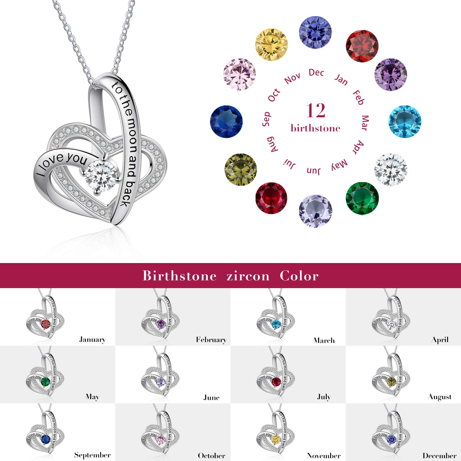 Jessemade Gioielli Collana Cuore Argento 925 Pietra Portafortuna