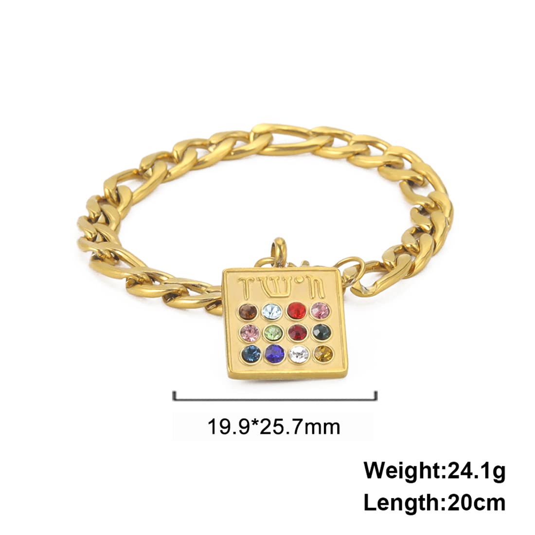 Eueavan Bracelets Bracciale 12 Tribù Ebraico Oro Amuleto Israele