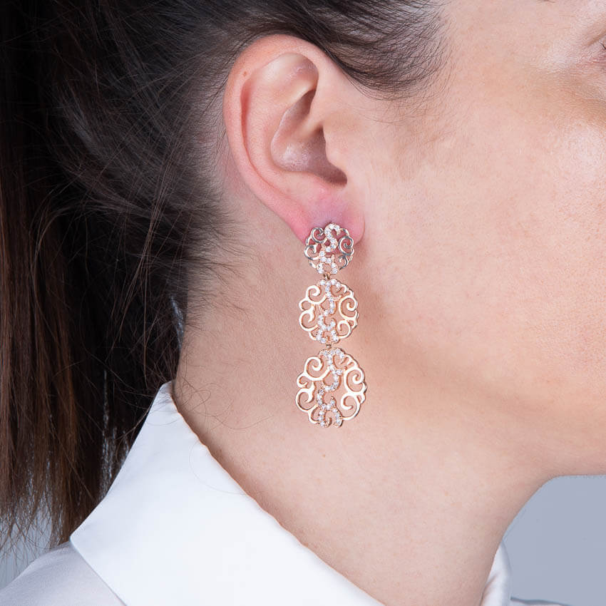 Chic Ad Hoc Orecchino perno argento zirconi oro