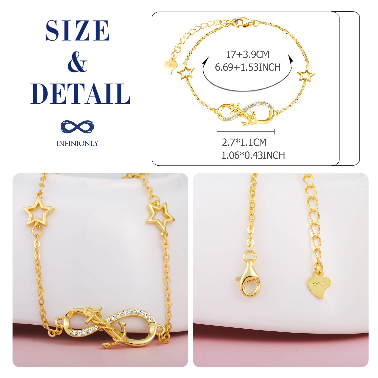 INFINIONLY Fashion Bracelets C-stella bracciale oro ancora stella