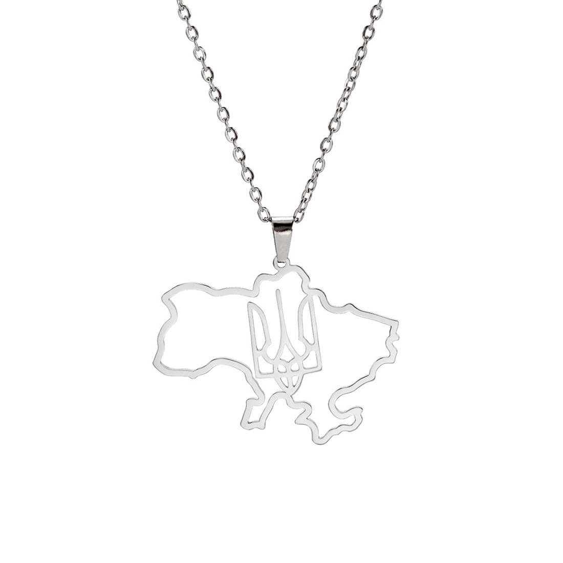 EUEAVAN mappa Ucraina collana acciaio silver3 patriottica