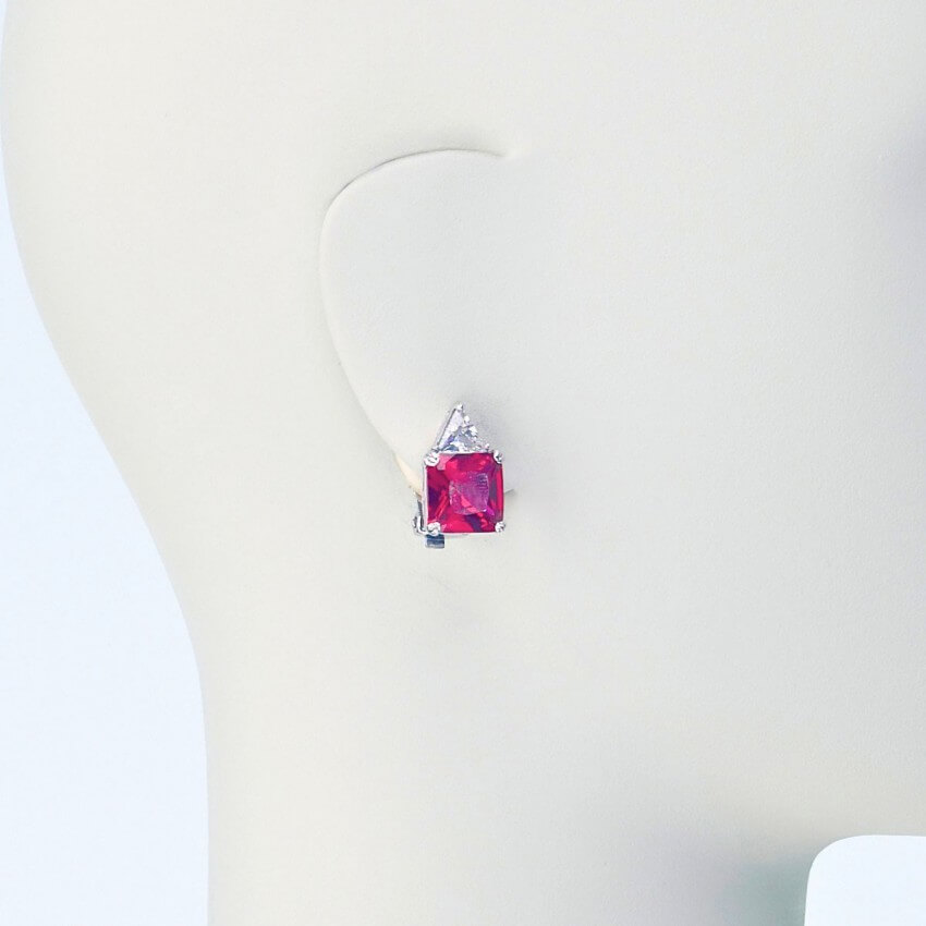 Chic Ad Hoc Orecchini clip orecchino argento rosso rubino