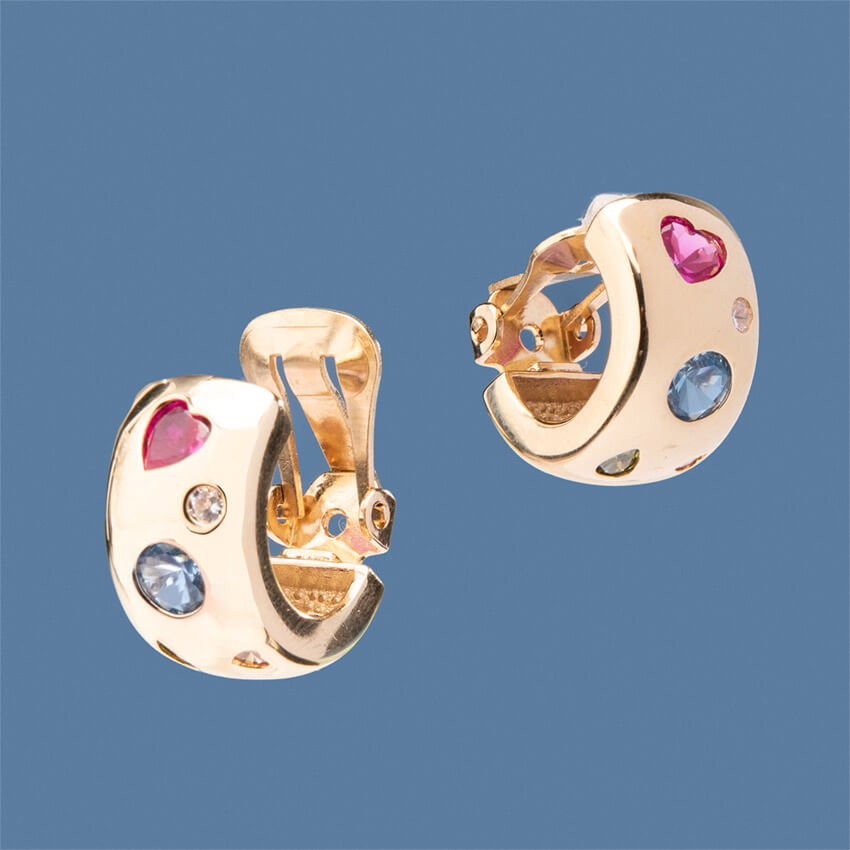 Chic Ad Hoc Orecchini lobo oro pietre multicolor