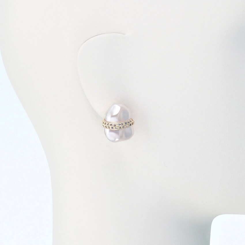 Chic Ad Hoc Orecchini clip orecchino perla oro strass