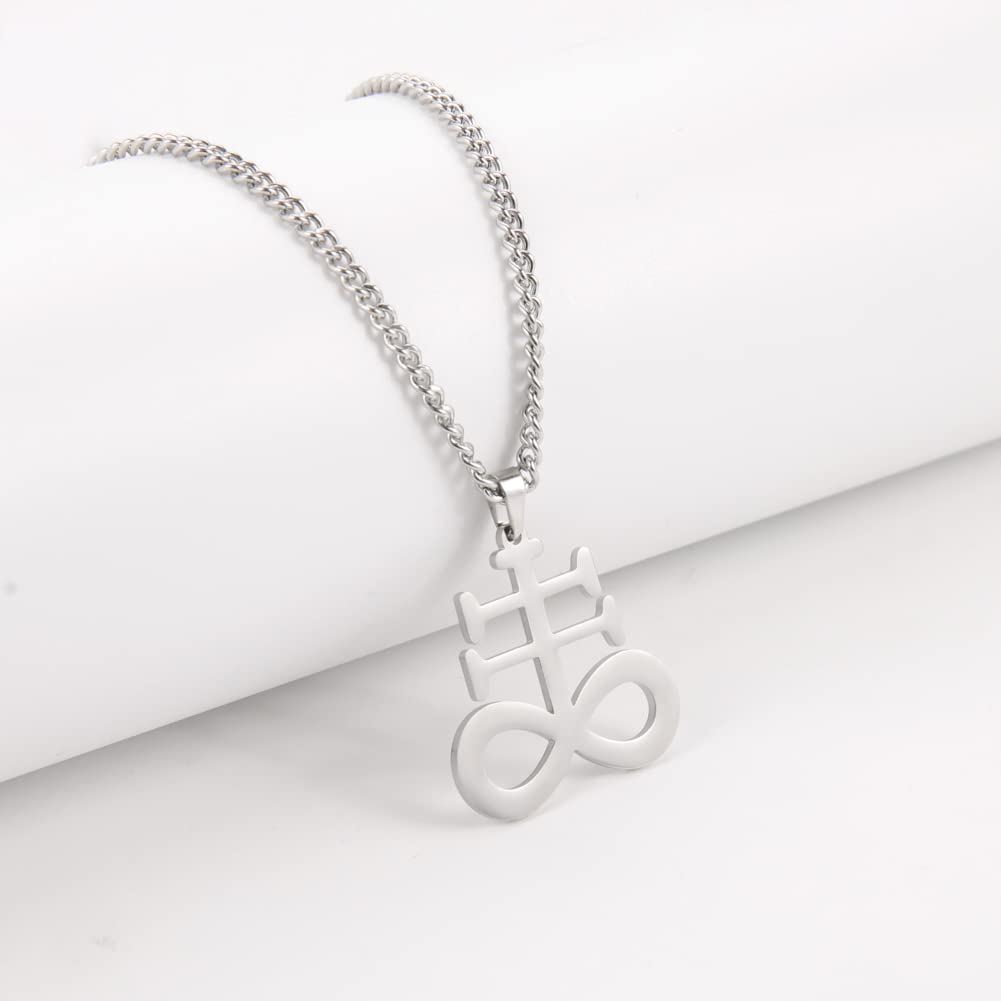 EUEAVAN Necklaces collana croce Leviathan acciaio argento