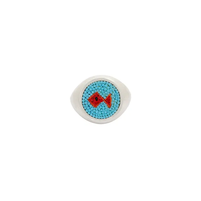 Le Sibille Pesce anello chevalier argento 925 regolabile