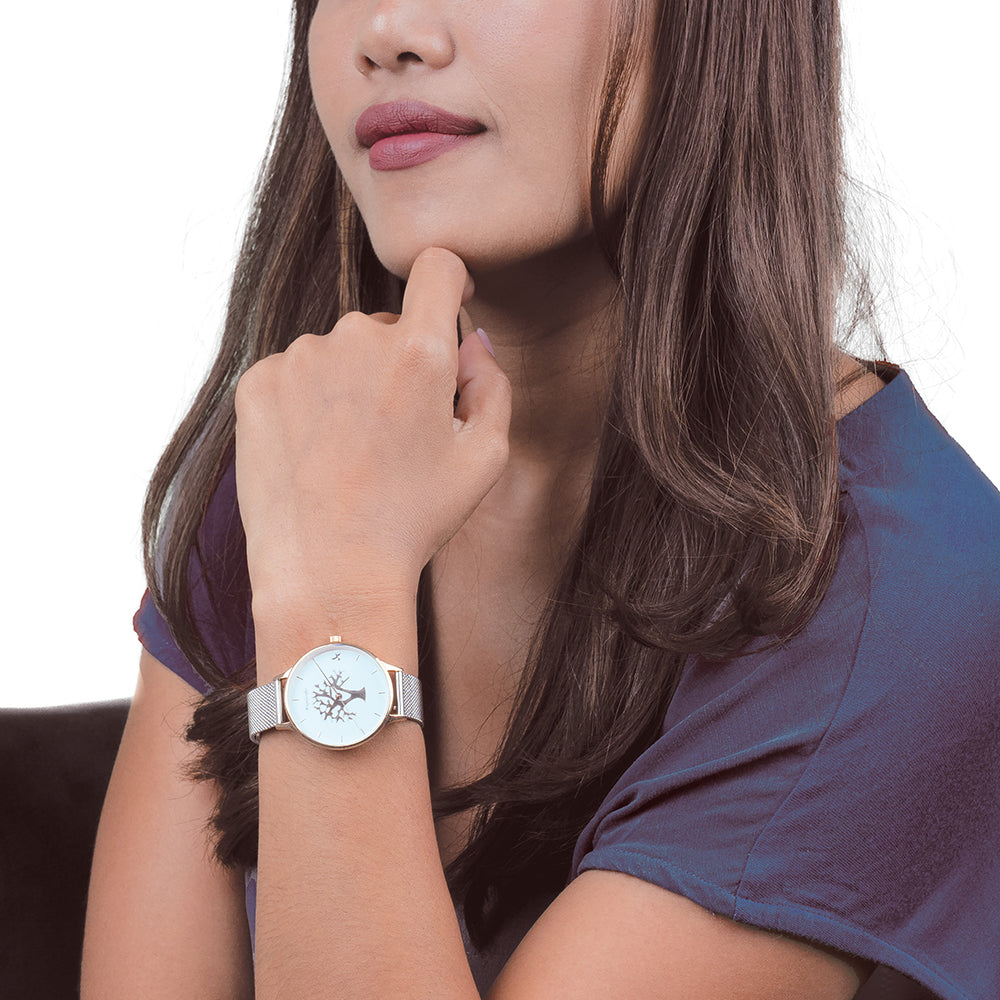 Engelsrufer Lebensbaum orologio bicolor mesh albero vita