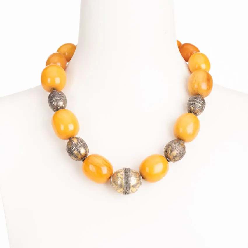 Chic Ad Hoc Collana girocollo ambra africana bronzo