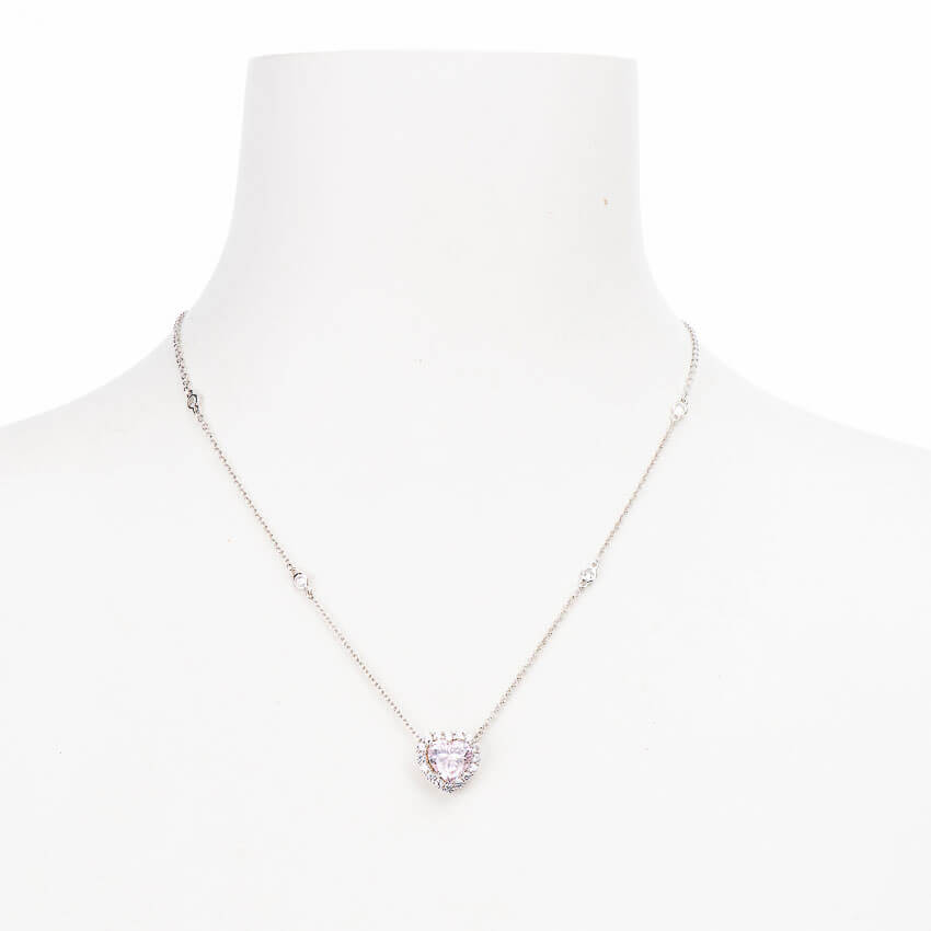 Chic Ad Hoc Collane girocollo argento zirconi cuore rosa