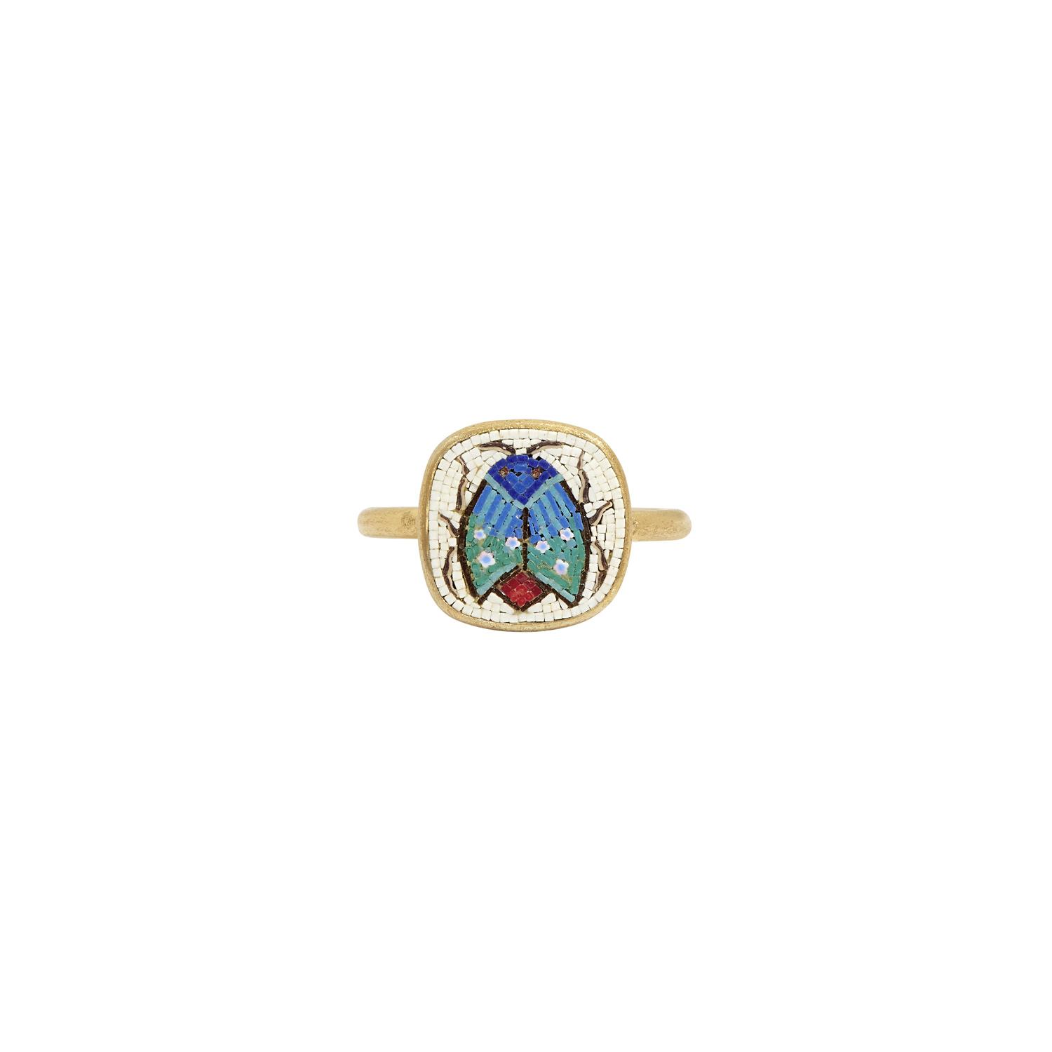 Le Sibille Anelli Beetle Ring anello oro mosaico