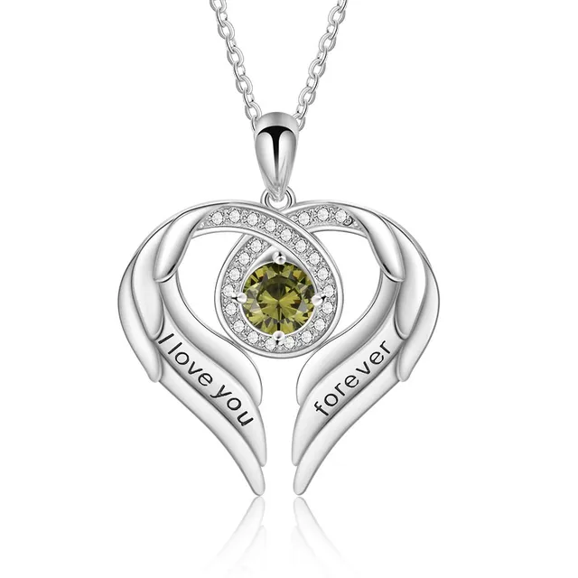 Jessemade Gioielli Collana Argento 925 Ala Cuore Zirconi Love You Forever