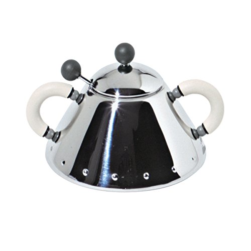Alessi 9097 Zuccheriera con Cucchiaio Bianco Acciaio Graves