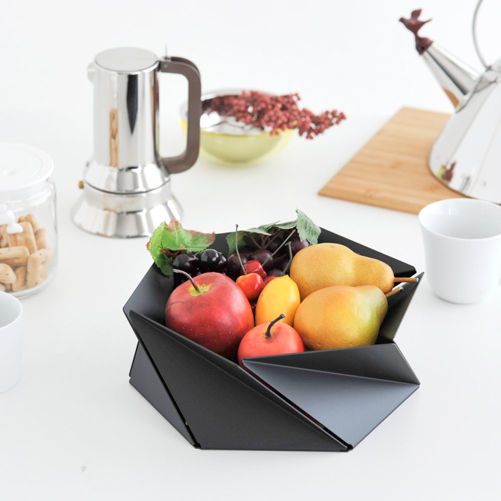 Alessi Kaleidos NS02 B Cestino Nero Acciaio Tavola