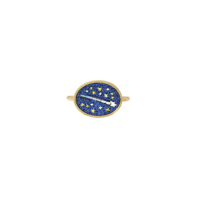 Le Sibille Cometa Anello Oro 18kt mosaico romano
