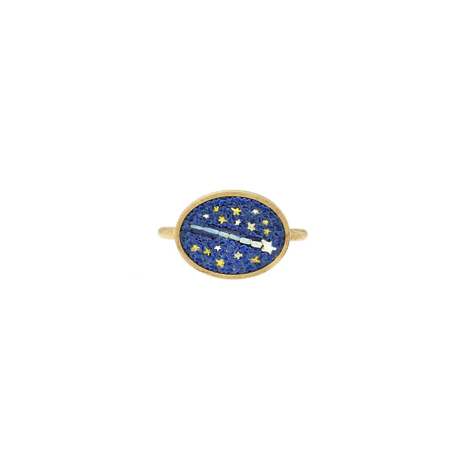 Le Sibille Cometa Anello Oro Giallo 18Kt Mosaico Romano
