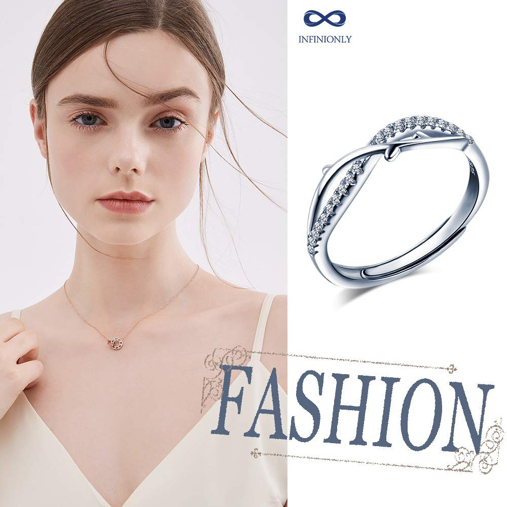 INFINIONLY Anello Donna Argento 925 Infinito Zircone Regolabile