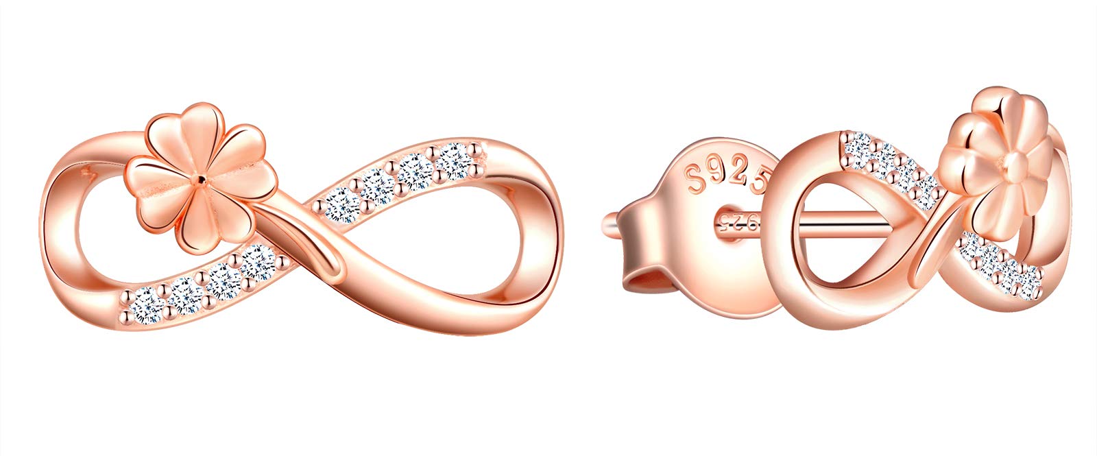 INFINIONLY Fashion Trifoglio Collana Oro Rosa Zirconi