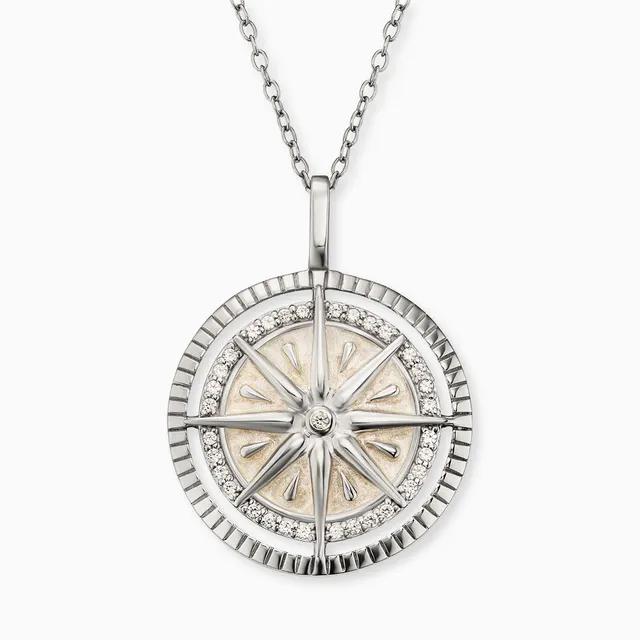 Engelsrufer Windrose collana argento bussola zirconia