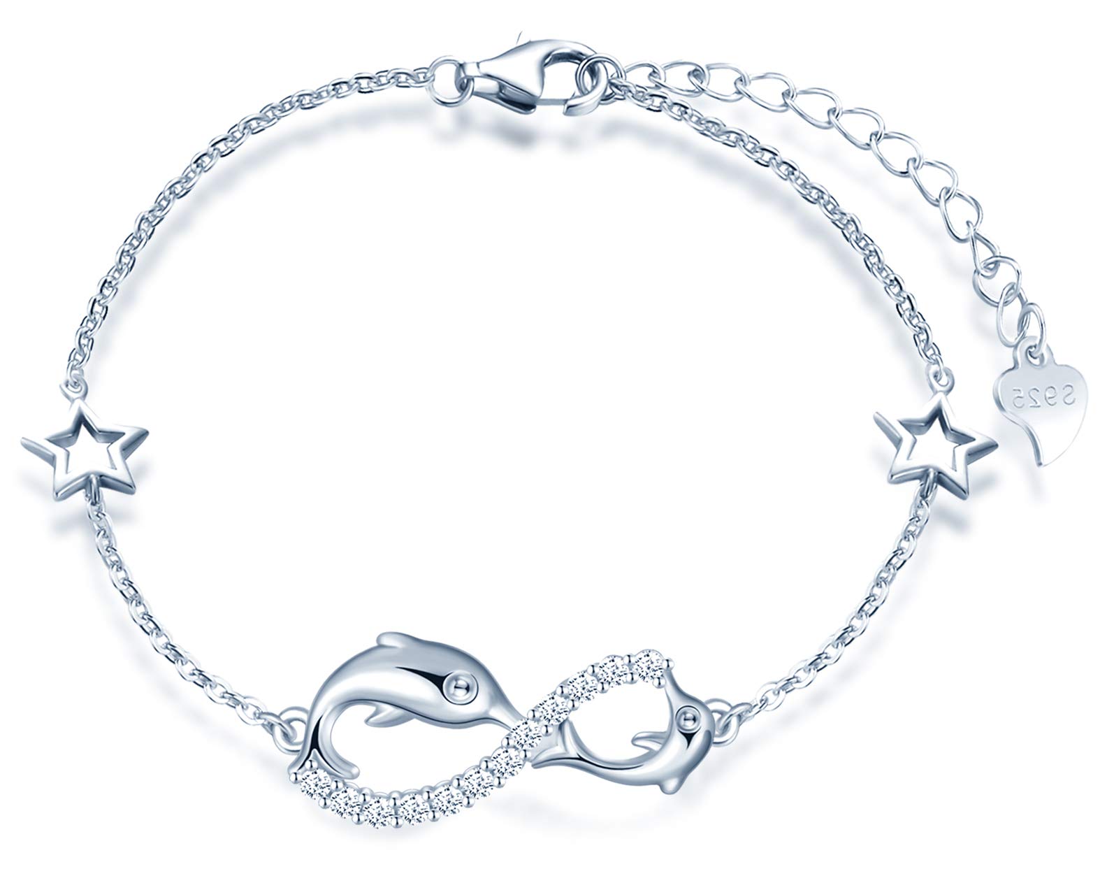 Infinionly B-diamante bracciale argento 925 infinito delfino zircone