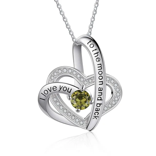 Jessemade Cuore Collana Argento 925 Birthstone Zirconi