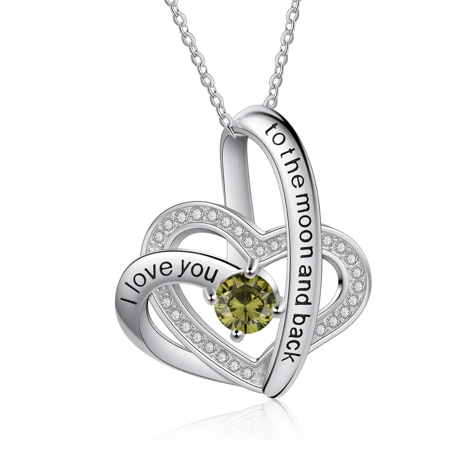 Jessemade Cuore Collana Argento 925 Birthstone Zirconi