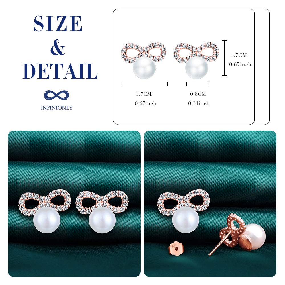 INFINIONLY Fashion Earrings orecchini perle infinito oro rosa